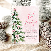 Invitation Pink Bow Girl Christmas Tree Oh Baby Baby shower