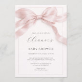 Invitation Pink Bow Girl Coquette Baby Shower (Devant)