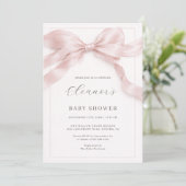 Invitation Pink Bow Girl Coquette Baby Shower (Debout devant)