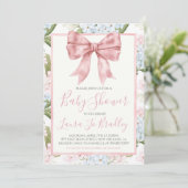 Invitation Pink Bow Girl Preppy Baby shower Sud (Debout devant)