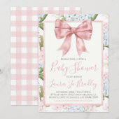 Invitation Pink Bow Girl Preppy Baby shower Sud (Devant / Derrière)