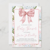 Invitation Pink Bow Girl Preppy Baby shower Sud (Devant)