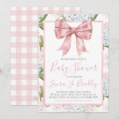 Invitation Pink Bow Girl Preppy Baby shower Sud (Devant / Derrière)