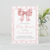 Invitation Pink Bow Girl Preppy Baby shower Sud (Debout devant)