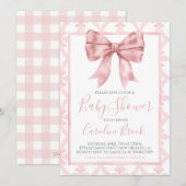Invitation Pink Bow Girl Preppy Baby shower Sud (Devant / Derrière)