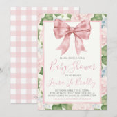 Invitation Pink Bow Girl Preppy Baby shower Sud (Devant / Derrière)