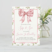 Invitation Pink Bow Girl Preppy Southern Sip & Voir (Debout devant)