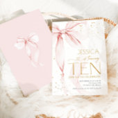 Invitation Pink Bow Girls 10th Birthday 