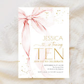 Invitation Pink Bow Girls 10th Birthday 