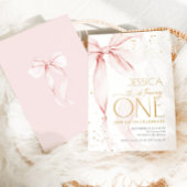 Invitation Pink Bow Girls 1st Birthday 