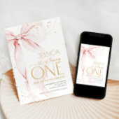 Invitation Pink Bow Girls 1st Birthday 