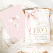 Invitation Pink Bow Girls 2nd Birthday 