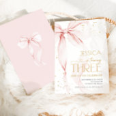 Invitation Pink Bow Girls 3rd Birthday 