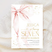 Invitation Pink Bow Girls 7th Birthday 