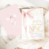 Invitation Pink Bow Girls 9th Birthday 