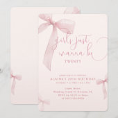 Invitation Pink Bow Girls Just Wanna be Twenty Birthday (Devant / Derrière)