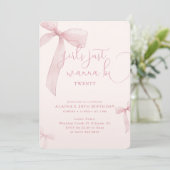 Invitation Pink Bow Girls Just Wanna be Twenty Birthday (Debout devant)