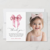 Invitation Pink Bow Girls veut juste être un Merci photo (Devant)