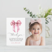 Invitation Pink Bow Girls veut juste être un Merci photo (Debout devant)