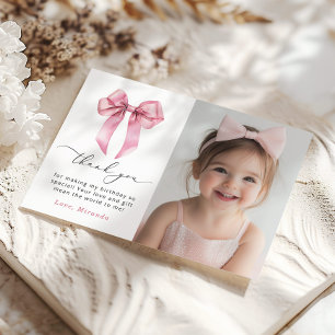 Invitation Pink Bow Girls veut juste être un Merci photo