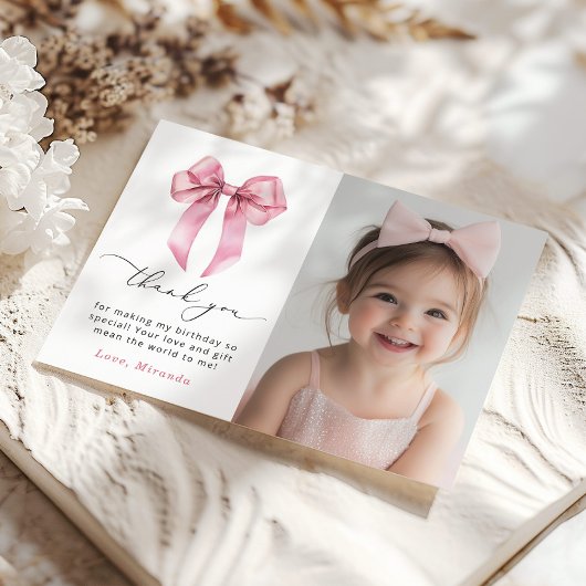 Invitation Pink Bow Girls veut juste être un Merci photo