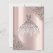 Invitation Pink Bow Glitter Dress Rose Gold Sweet 16  (Dos)