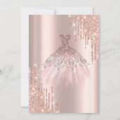 Invitation Pink Bow Glitter Drips,Dress Rose Gold Sweet 16 (Dos)