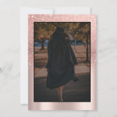 Invitation Pink Bow Grad Cap Rose Gold Glitter Graduation (Dos)