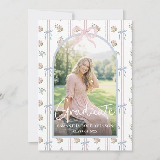 Invitation Pink Bow Graduation (Devant)