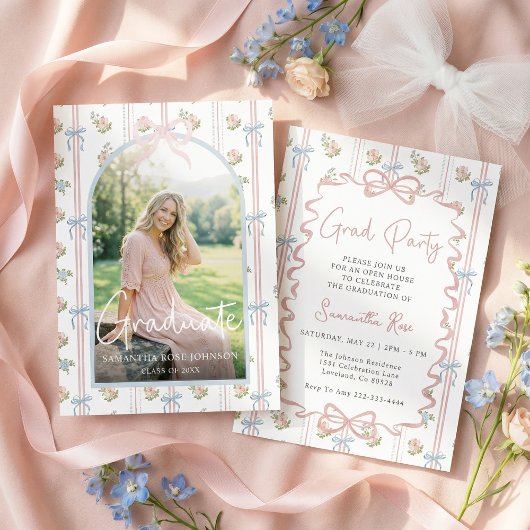 Invitation Pink Bow Graduation