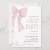 Invitation Pink Bow Graduation Coquette Aesthetic  (Devant)