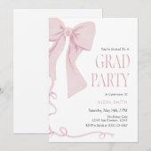 Invitation Pink Bow Graduation Coquette Aesthetic  (Devant / Derrière)