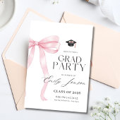 Invitation Pink Bow Graduation Party Coquette Modern Graduate