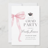 Invitation Pink Bow Graduation Party Coquette Modern Graduate (Devant)