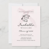 Invitation Pink Bow Graduation Photo Black and White (Dos)