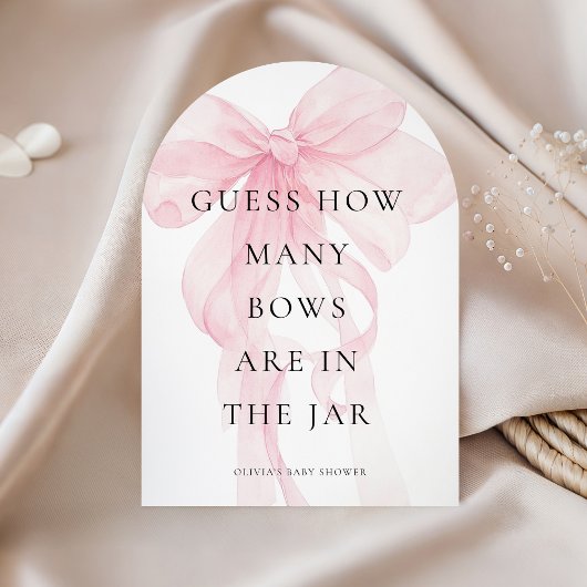 Invitation Pink Bow Guess How Many Game Baby Shower card
