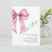 Invitation Pink Bow Hello Baby Girl Baby shower (Debout devant)