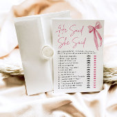 Invitation Pink Bow Il Dit Qu'Elle A Dit Fête des mariées Gam