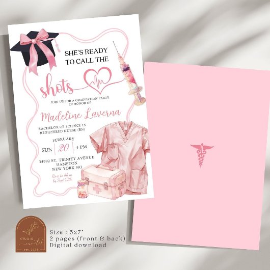 Invitation Pink Bow Infirmière Médicale Graduation