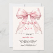 Invitation Pink bow ivory pearls tying knot Bridal Shower (Devant)