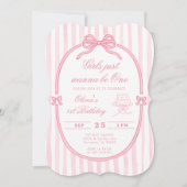 Invitation Pink Bow Just Wanna be One First Birthday (Devant)