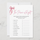 Invitation Pink Bow Le prix est la bonne Fête des mariées Jeu (Devant)