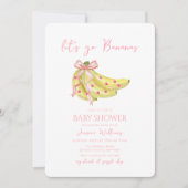Invitation Pink Bow Let's Go Bananas Baby Shower (Devant)