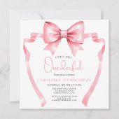 Invitation Pink Bow Little Miss Onederday Premier anniversair (Devant)