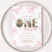 Invitation Pink Bow Little Miss Photo Anniversaire