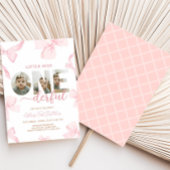 Invitation Pink Bow Little Miss Photo Anniversaire