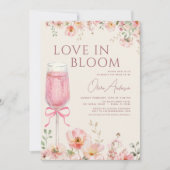 Invitation Pink Bow Love in Bloom Champagne Bridal Shower (Devant)