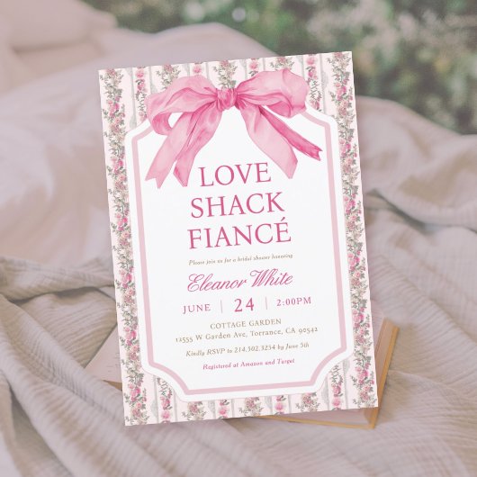 Invitation Pink Bow Love Shack Fiance Fête des mariées