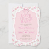 Invitation Pink Bow Love Shack Girl Baby shower (Devant)