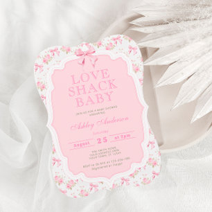 Invitation Pink Bow Love Shack Girl Baby shower
